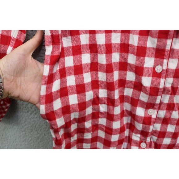 Land's End Red & White Check Long Pajama Gown-Size S/T-Pockets - Picture 3 of 7